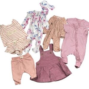 Newborn Baby Girl Clothes Lot 0-3 Months Rompers Dress Cloud Island Carter's 682